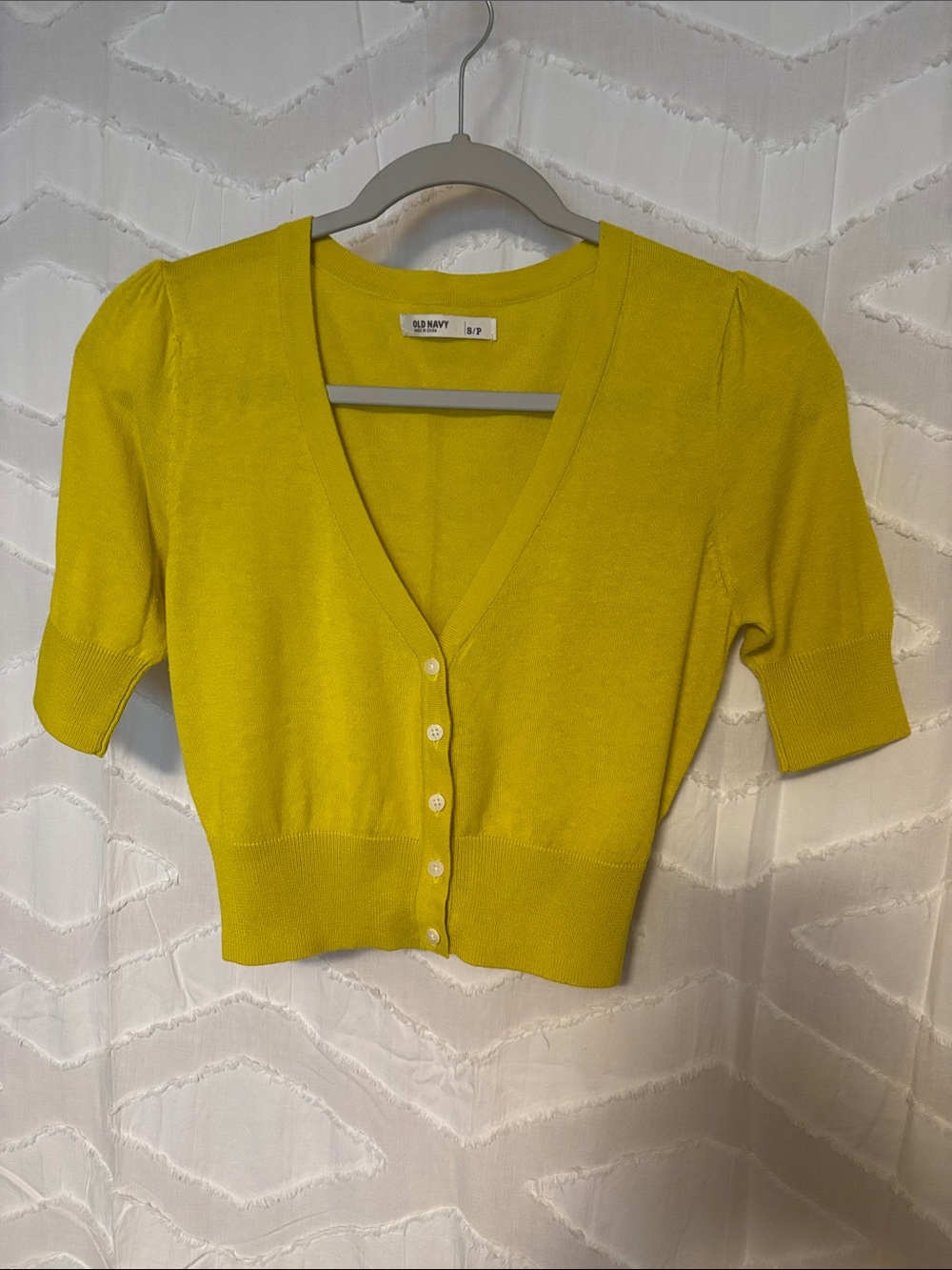Old Navy Vibrant Yellow Cropped V-Neck Button Cardigan